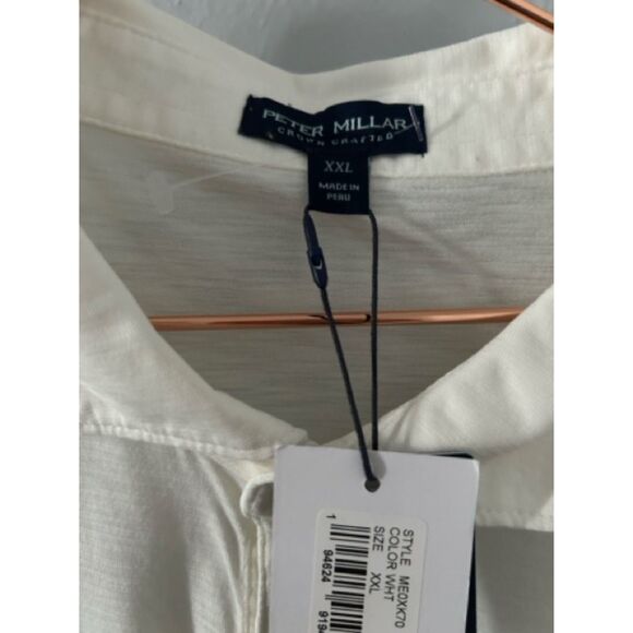 Peter Millar Men's Journeyman Polo Shirt, 100% Pima Cotton, XXL, White, $150 NEW - Picture 11 of 11
